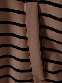 EMERY ROSE 2pc Set  Plus Size Women Casual Striped Hoodie Jacket And Pants Set With Pockets, Spring Break Outfits ,Vacation Outfits Women ,Holiday Outfits For Women,Going Out Outfits,2026 New Clothes,Simple And Fashionable For Everyday Wear,2pcs Plus Size Women Casual Striped Hoodie Jacket And Pants Set With Pockets, ,Women's Lounge Set, Ladies Casual Sets,Holiday Outfits For Women,Spring Outfit Women,2 Pieces Lounge Sets Woman, Striped Set, Lounge Wear,Summer, Brown Set Women, Brown Two Piece, Striped Hoodie Set,Daily Wear - Brown - View 8