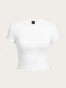 SHEIN EZwear 4件套女士休闲圆领短袖修身T恤，适合夏季穿着 - 彩色 - 查看 7