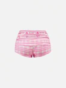 Y2Kool Maria Clara Maia 裸色与红色撞色圣诞星心形纸杯蛋糕拐杖糖饼干Y2K街头风蕾丝拼接两件套，适合秋冬居家聚会、节日、圣诞节、日常穿着 - 粉色 - 查看 9