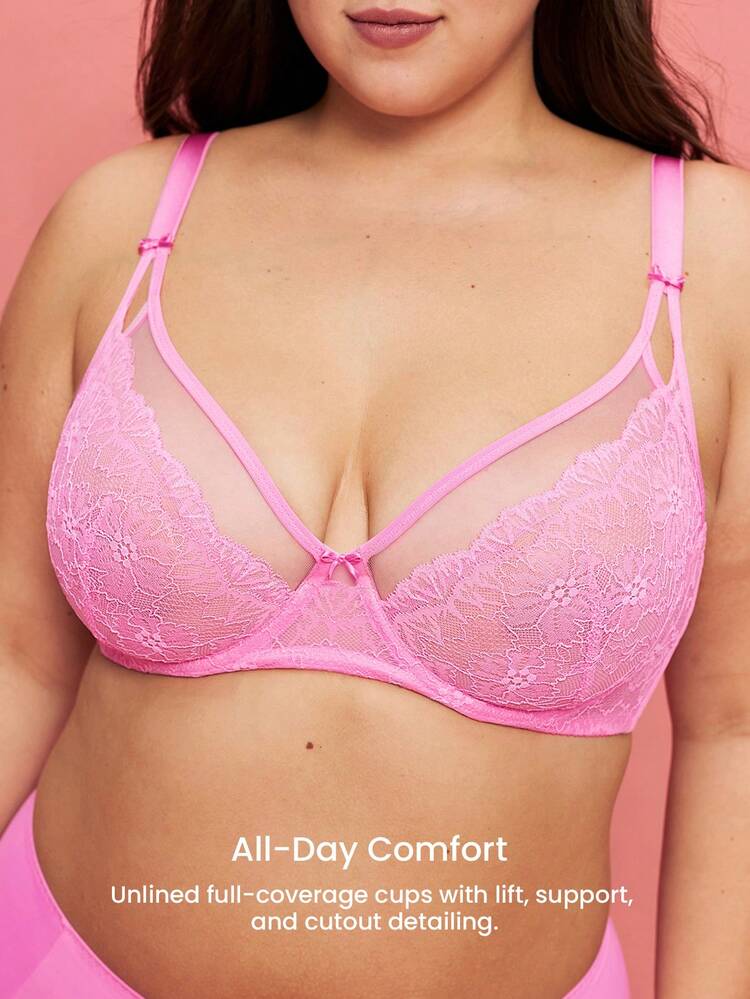 Plus Full Coverage Unlined Lace Bra