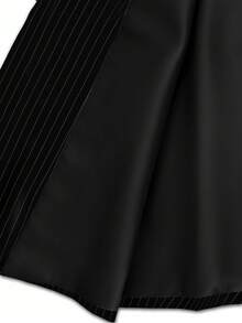 Manfinity Bizformal 男士时尚条纹设计，英伦绅士风格，经典休闲条纹西装背心和裤子套装 - 黑色 - 查看 6