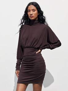 Maija Brown Round Neck Sleeveless Dress With Waist Tie Back For Women - Brown - View 5