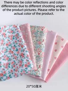 6pcs/Lot Pink Series Printed Cloth ,DIY Handmade Small Farbic ,Rural Fragmented Flower Love Design Twill Fabric, Quilting Patchwork Cloth Group Bedding,Quarters Bundls Of Cloth Block Sewing Scrapbooking Cloth Tecidos - Multicolor - View 10