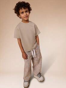 SUMWON Jungen Grafik-Muster Kurzarm Rundhals T-Shirt mit internationalem Garage Design, Lässig Urlaub - Aprikosenfarben - Übersicht 5