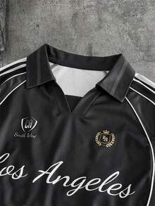 AXEPEAK 男士字母条纹短袖休闲通勤 Polo 衫 - 彩色 - 查看 5