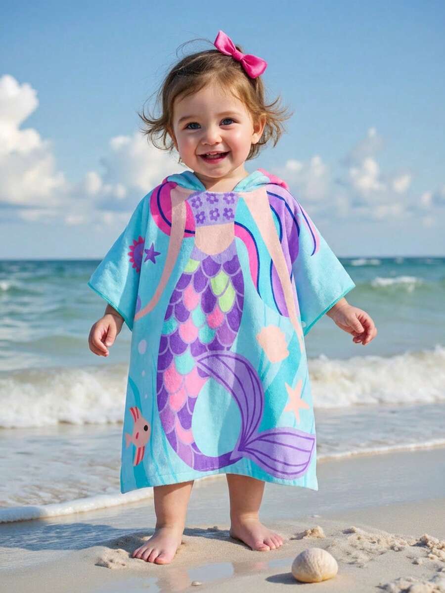 Baby Girl Cartoon Mermaid Swimsuit Cover-Up Cover Up Toddler Beach Cover Up Toddler Girl Mermaid Beach Cover Up Mermaid Clothes For Girls Toddler Mermaid Swim Suit Baby Girl Mermaid Swimsuit Baby Girl Swim Baby Girl Swimming Clothes Toddler Mermaid Swimsuit Baby Girl Rash Guard Swimsuit Toddler Swimsuit Baby Beach Clothes Baby Girl Swimsuit Baby Girl Summer Outfit Baby Towel Cover Mermaid Cover-Up Sister Outfit Toddler Hooded Towel Mermaid Beach Towel Baby Beach Poncho - Multicolor - View 1
