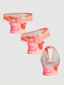 SHEIN MOD Bộ 3 áo nữ in hoa và màu trơn đa năng, áo in hoa, áo nhiều kiểu cho nữ, áo mùa xuân hè, áo dự tiệc trà, áo đi nghỉ mát, áo hóa trang lễ hội, áo đi chơi. - Nhiều màu - Xem 7