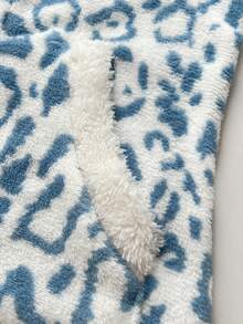 Elamini Áo khoác nỉ nữ dáng dài phối màu, có khóa kéo, họa tiết da báo, mềm mại và thoải mái, thích hợp cho mùa thu/đông, mặc đi học hoặc ở nhà. - Xanh và trắng - Xem 5