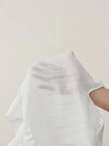 Aalyst 女士春夏休闲装，优雅时尚亚麻扭领收腰短袖衬衫，白色 - 白色 - 查看 6