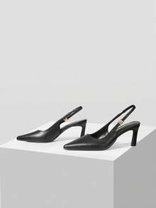 Mnmlis Women's Pointed Toe Fashion Backless High Heel Pumps For Daily Wear - Black - View 2