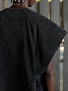 NEON BLANC Men's Casual Loose T-Shirt, Black, Washed Graphic Print - Black - View 6