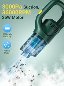 Teckwe Cordless Vacuum Cleaner Powerful Stick Vacuum Rechargeable Portable Cordless Vacuum For Carpet, Tile, Pet Hair, Green - Green - View 3