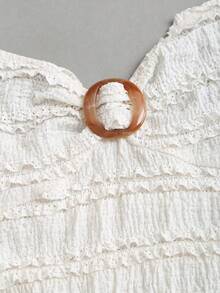 Sweetra Petite Women's Apricot V-Neck Halter Tie Waist Dress, Spring/Summer - Apricot - View 6