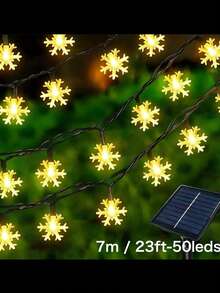 Solar Snowflake String Lights, 5m 20leds / 7m 50leds /12m 100leds Christmas Decorations, Multicolor 8 Lighting Modes, Outdoor Waterproof Garden Festive Decor, Romantic Atmosphere, For Courtyard, Patio, Holiday, Party, Christmas Tree Decoration - Snowflake - View 20