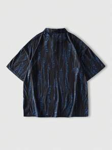 ROMWE MEN Áo polo nam tay ngắn cài cúc phía trước, kiểu dáng thường ngày, phong cách mùa hè. - màu đen - Xem 2