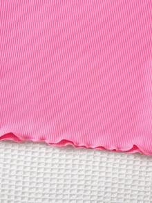 10件套针织短袖短裤套装，色彩缤纷的多件套女童日常休闲装，基础款T恤套装，3D立体花卉图案，可爱舒适，适合休闲运动、叠穿、户外搭配 - 彩色 - 查看 7