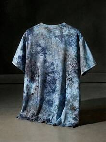 NEON BLANC Men's Casual Tie-Dye Print Knit Short Sleeve T-Shirt - BLUE AND BLACK - View 2