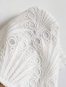 Soleia 春夏新款休闲度假西部海滩婚礼宾客礼服毕业早午餐女士套装，圣帕特里克节春假复活节音乐节优雅波西米亚热带风情，白色，情人节婚礼季派对约会蕾丝纹理刺绣胸衣两件套 - 白色 - 查看 6