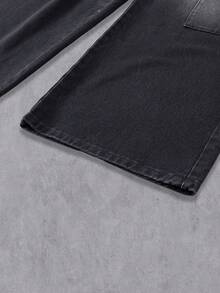 Manfinity EMRG Quần jeans nam dáng suông, ống đứng, rộng rãi, màu đen, phong cách hip hop đường phố. - màu đen - Xem 7