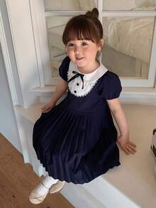 DAZY Toddler Girls' Pleated Knit Dress, Formal Outfit - Blue - View 5