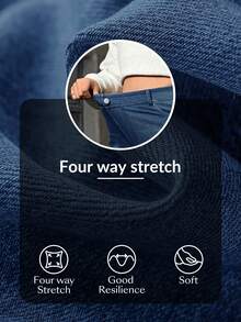 SHEIN FlexDen 大码针织休闲运动直筒牛仔裤 - 深色水洗藍 - 查看 9