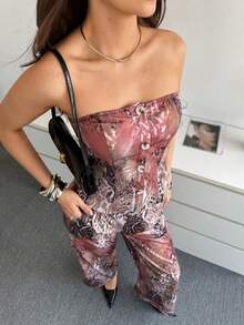 Modelyn Women's Leopard Print Single-Breasted Camisole Top And Pants Fashion 2 Pieces Set - Brown - View 1