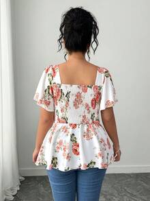 Elenzga Cămașă elegantă de vacanță cu imprimeu floral francez, mărime mare - Multicolor - Vizualizare 2