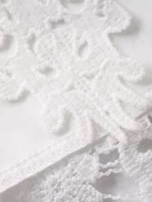 DAZY 女士优雅蕾丝圆领泡泡袖上衣和半裙两件套，春夏款 - 米色 - 查看 9