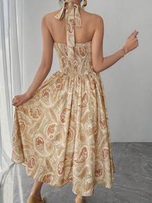 DAZY Women's Elegant Floral Print Sleeveless Dress, Summer Wedding Guest Dress - Yellow - View 2