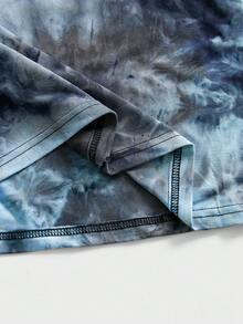 NEON BLANC Men's Casual Tie-Dye Print Knit Short Sleeve T-Shirt - BLUE AND BLACK - View 5