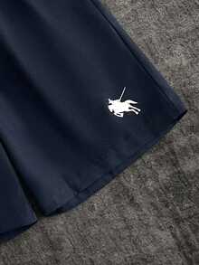 GENTILAND Men's Casual Versatile Knight Print Drawstring Waist Shorts Mens Shorts Mens Athletic Shorts Navy Shorts Men Navy Blue Shorts Mens Lounge Shorts - Navy Blue - View 4