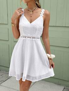 Serisse 女士休闲度假约会外出短款连衣裙，带贴花 - 杏色 - 查看 4