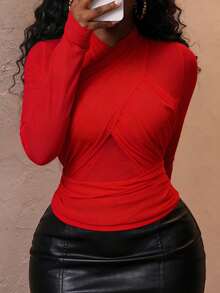 Slaydiva 2026新款性感透视V领大码连体衣，渔网连体衣 - 红色，适合复活节、西方节日、新年、情人节、街头服饰 - 紅色 - 查看 3