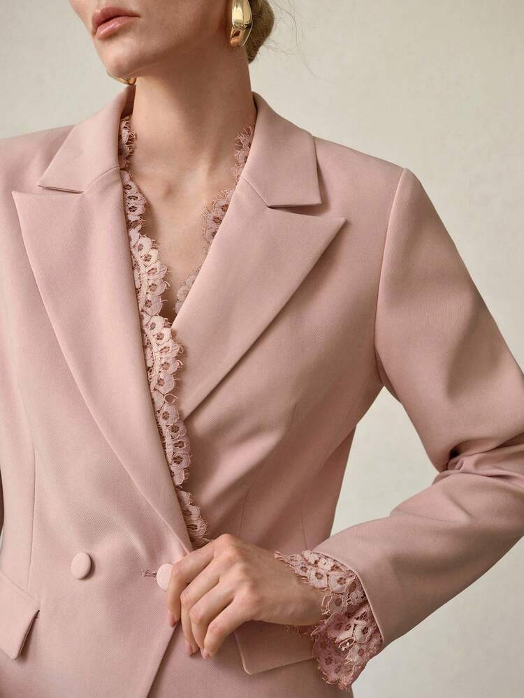LACE PATCHWORK ELEGANT FITTED BLAZER, SPRING/SUMMER