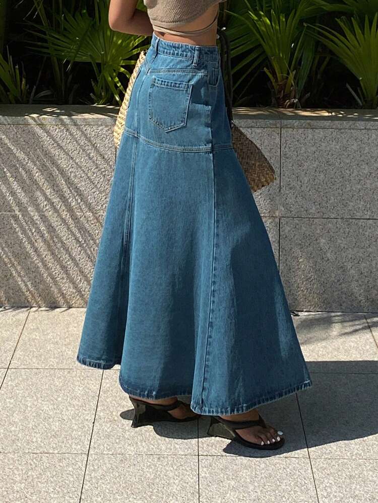 Women's Loose Casual Denim Skirt, Stylish Design For Spring And Summer Vacation
