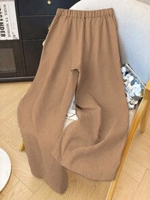 Franclia 大码女士商务/休闲宽松阔腿修身长款西装裤 - 卡其色 - 查看 2