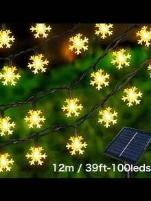 Solar Snowflake String Lights, 5m 20leds / 7m 50leds /12m 100leds Christmas Decorations, Multicolor 8 Lighting Modes, Outdoor Waterproof Garden Festive Decor, Romantic Atmosphere, For Courtyard, Patio, Holiday, Party, Christmas Tree Decoration - Snowflake - View 14