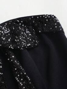 Sweetra Đầm ống ngắn ôm sát người phối sequin màu tương phản mới dành cho nữ, thích hợp cho kỳ nghỉ, tiệc tùng, năm mới, Giáng sinh. - màu đen - Xem 6