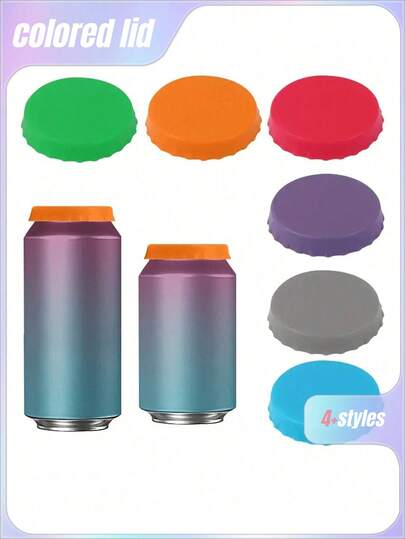 6pcs Silicone Soda Can Lids, Reusable Silicone Can Covers, Can Stopper Or Protector For Soda, Drink, Juice, Beverage, Fits Standard Cans