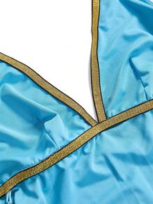 Women's Costume (Jumpsuit, Skirt, 2pcs Gloves, Headpiece) - Blue - View 3