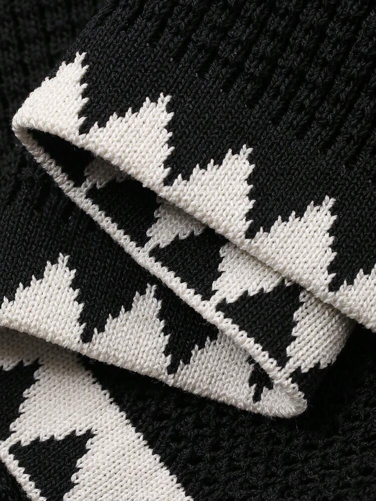 Dazy Plus Color Block Short Sleeve Casual Black Cropped Spring/Summer Knit Top