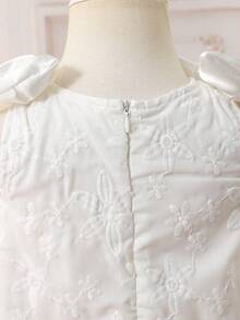 Cozy Pixies 女婴可爱优雅白色刺绣立体花朵蝴蝶结无袖连衣裙，夏季 - 粉色 - 查看 7