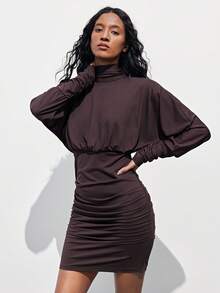 Maija Brown Round Neck Sleeveless Dress With Waist Tie Back For Women - Brown - View 1