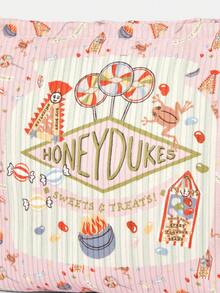 HARRY POTTER X SHEIN 1个卡通印花灯芯绒拉链化妆包，轻便多功能带衬里化妆收纳包 - 彩色 - 查看 3