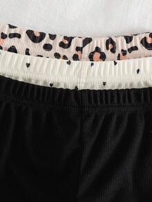 SHEIN 6件套女婴休闲可爱舒适冰淇淋标语印花短袖上衣和短裤套装，适合春夏外出和日常穿着 - 彩色 - 查看 2