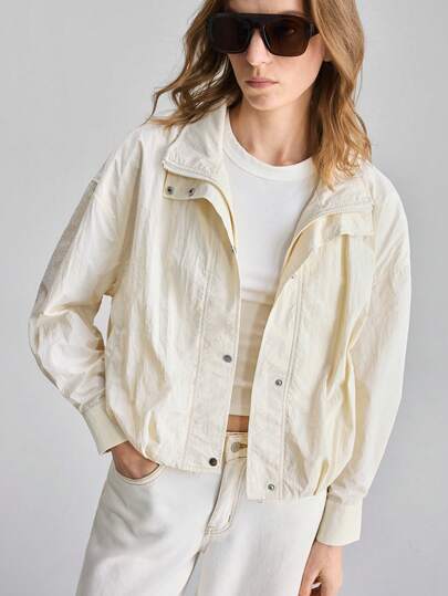 Ontre 2025 New Autumn/Winter Women's Solid Color Front Button Casual Long Sleeve Regular Jacket