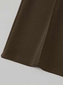 Sweetra Petite 小码女式通勤极简针织弹力纹理面料金属装饰腰部修身裤 - 摩卡棕 - 查看 3