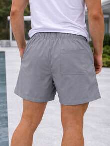 Pantalones cortos con estampado a letras para hombres - Gris Claro - Ver 2