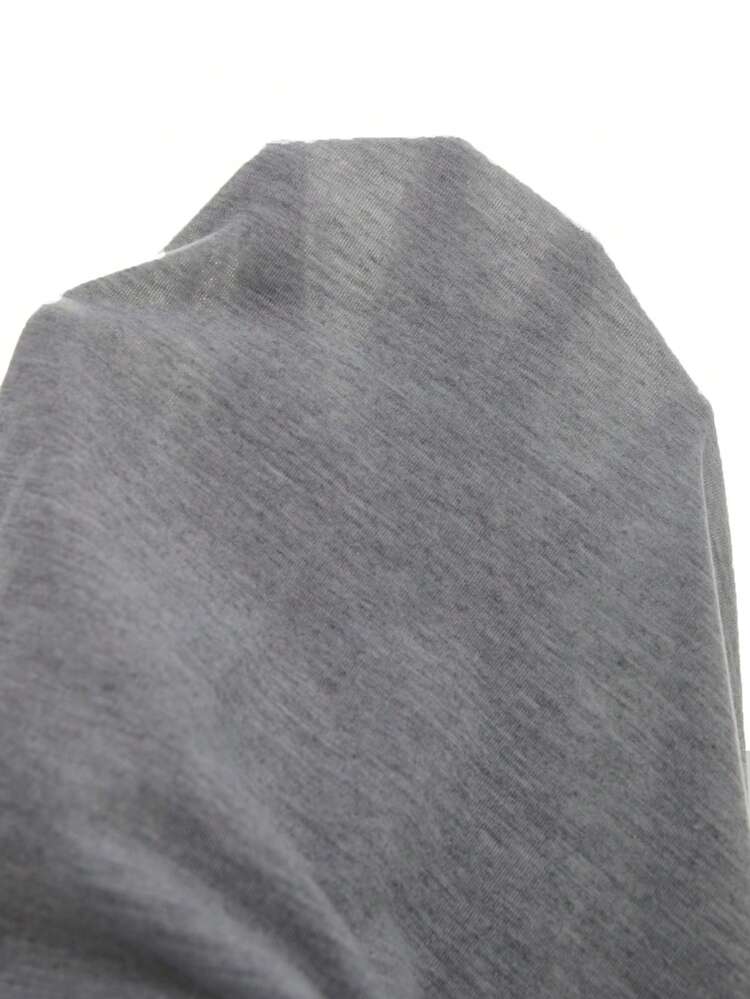 SHEIN Franclia 女士休闲纯色长袖宽松弧形下摆轻薄外套，适合居家穿着 - 灰色 - 查看 8