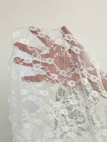 NOVVYNE Women's Sexy Lace Mesh Sheer Fitted Blouse - Apricot - View 8